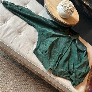 ADA Vintage Emerald Green Suede Bomber Jacket